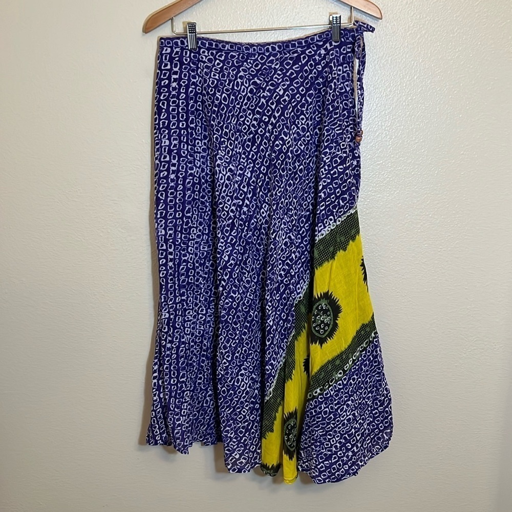 The Territory Ahead Purple Bohemian Floral Cotton Maxi Skirt